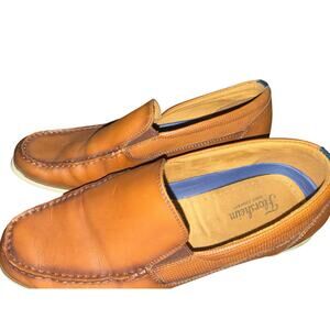 FLORSHEIM Men's Cognac Atlantic Moc Toe Slip On Loafer Size 11.5 M White Soles